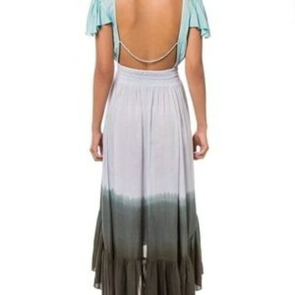 Boho Me Ombre High Low Ruffle Hem Open Back Maxi Dress - Picture 2 of 6